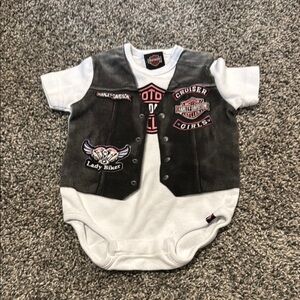 Harley-Davidson White and Black Biker Bodysuit